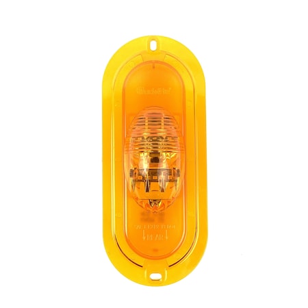 Truck-Lite 60 Series, Led, Yellow Oval, 6 Diode, Side Turn Signal, Yellow Flange Mount, Fit N Forget S.S., 12V 60420Y